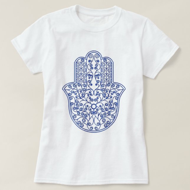 Camiseta hamsa*tunis*morocco*henna*azul (Frente do Design)