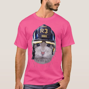 Camiseta Hamster anão-espingarda no Capacete de Bombeiro