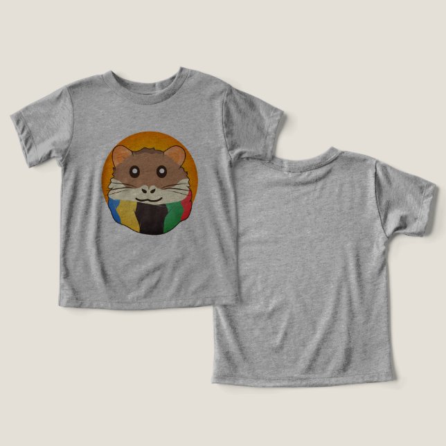 Camiseta Hamster 🐹 animal bonito com cachecol listrado col (Design Frente e Verso)