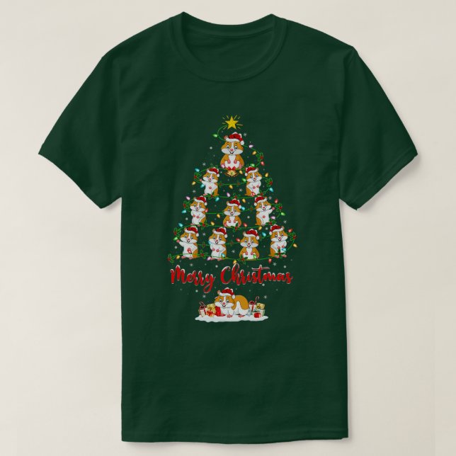 Camiseta Hamster Árvore Natal Luzes Engraçadas Hamster Xmas (Frente do Design)