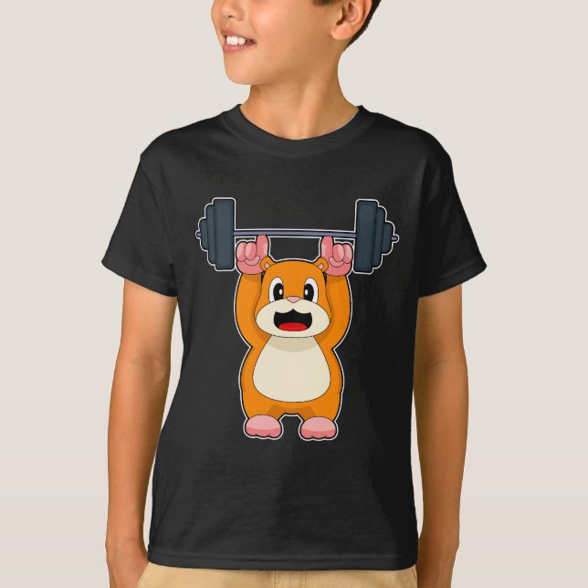 Camiseta Hamster Bodybuilder Dumbbell Bodybuilding (Frente)