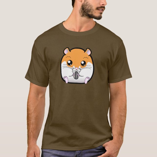 Camiseta Hamster branco alaranjado sírio regular (Frente)