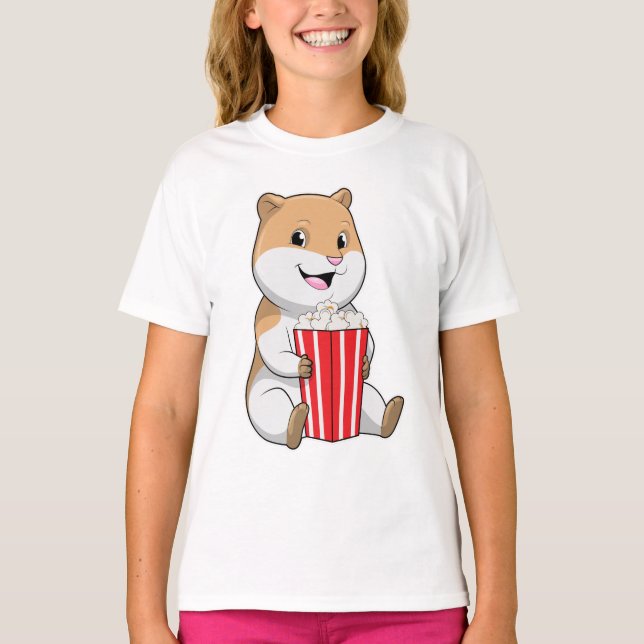 Camiseta Hamster com Cone de Pipoca (Frente)