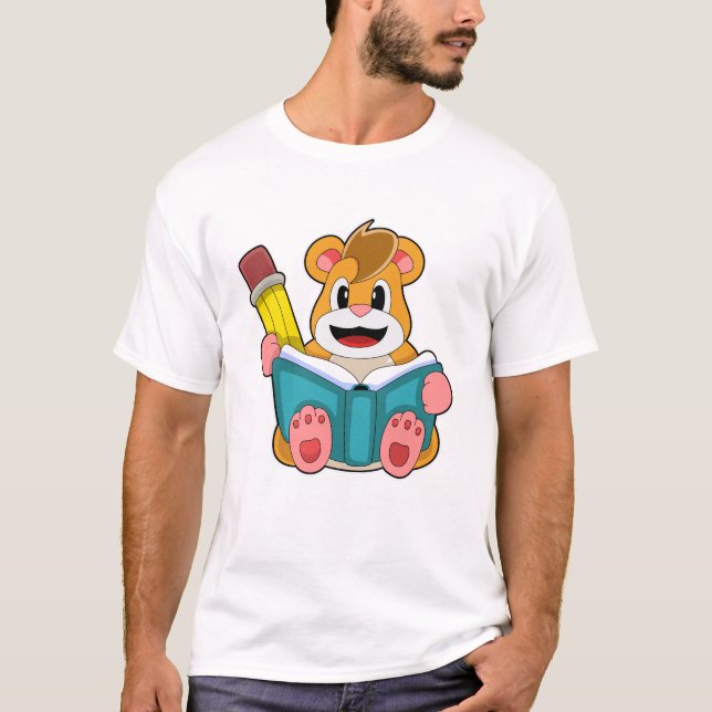 Camiseta Hamster com Livro e Caneta (Frente)