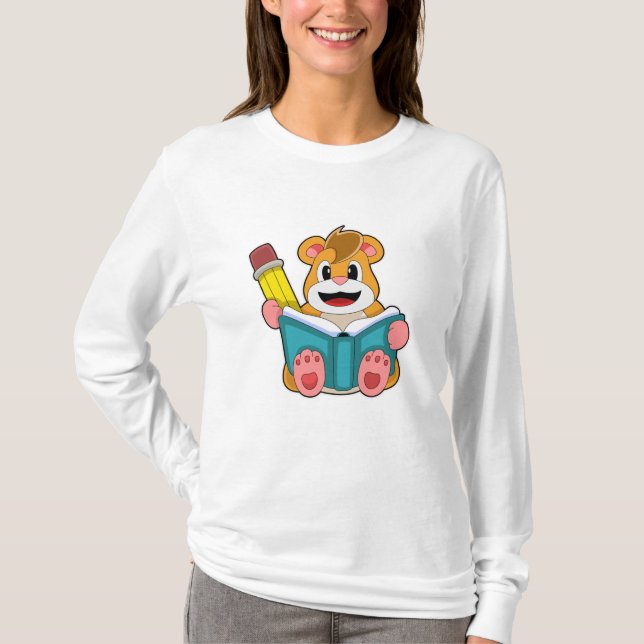 Camiseta Hamster com Livro e Caneta (Frente)
