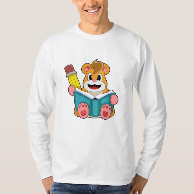 Camiseta Hamster com Livro e Caneta (Frente)