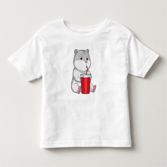 Camiseta Hamster com palha de Mug e Bebendo (Frente)