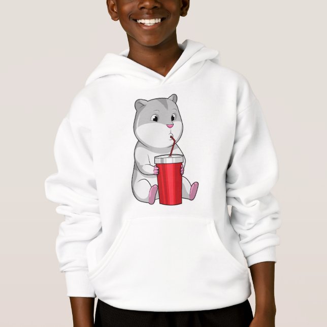 Camiseta Hamster com palha de Mug e Bebendo (Frente)
