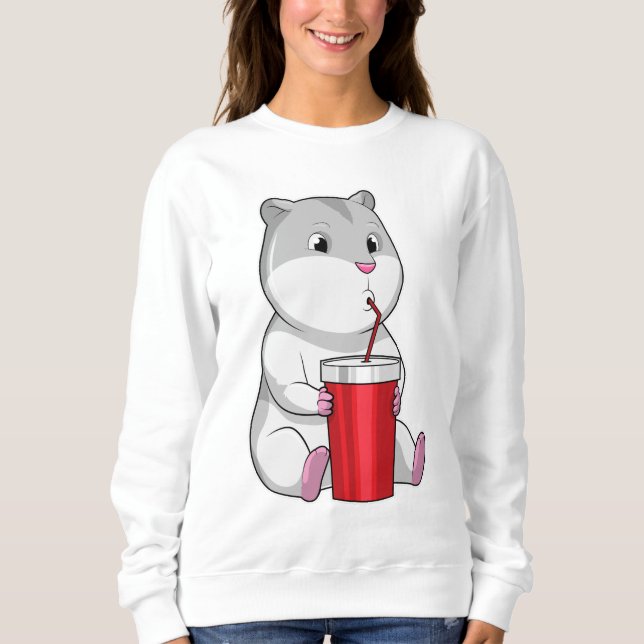 Camiseta Hamster com palha de Mug e Bebendo (Frente)
