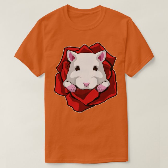 Camiseta Hamster com Rosa (Frente do Design)