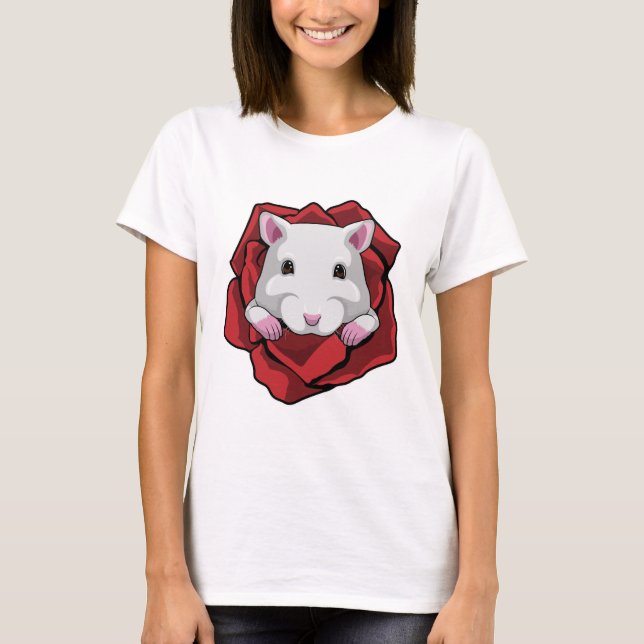 Camiseta Hamster com Rosa (Frente)