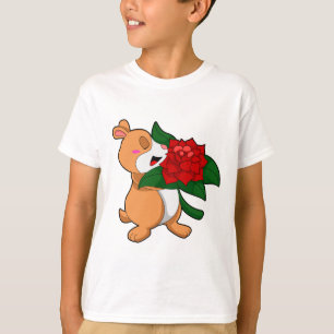 Camiseta Hamster com Rosa de Flor