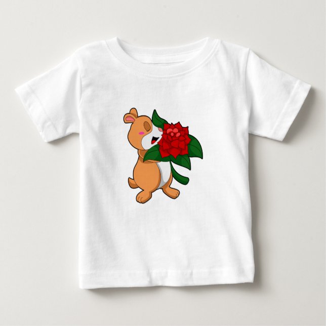 Camiseta Hamster com Rosa de Flor (Frente)