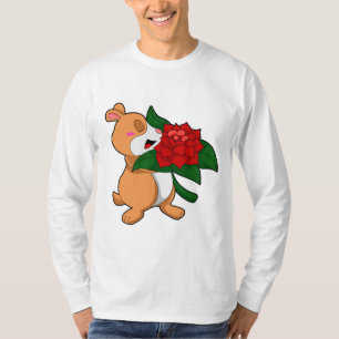 Camiseta Hamster com Rosa de Flor