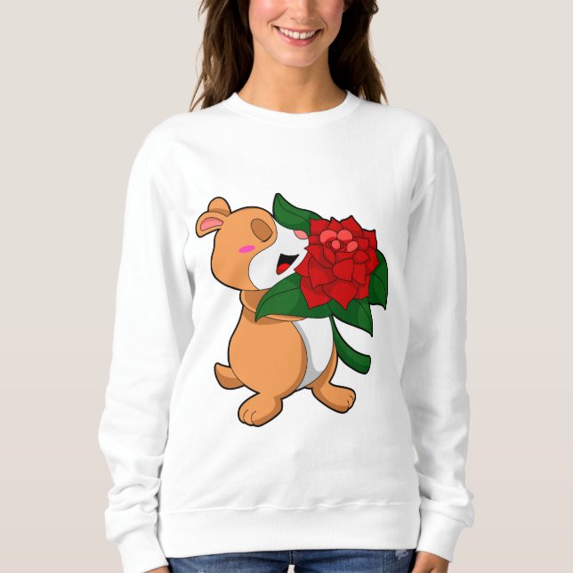 Camiseta Hamster com Rosa de Flor (Frente)