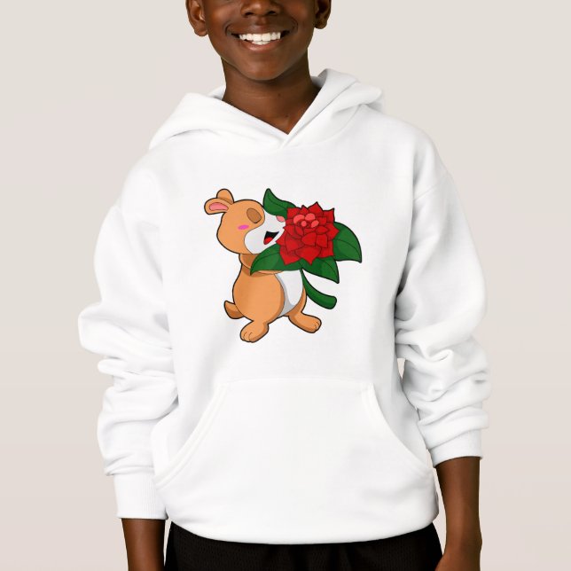 Camiseta Hamster com Rosa Flor (Frente)