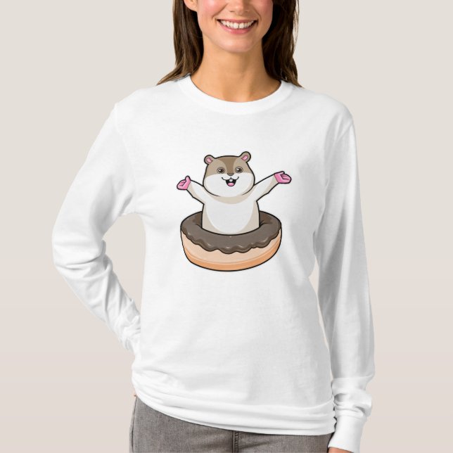 Camiseta Hamster com Rosquinha de Chocolate (Frente)