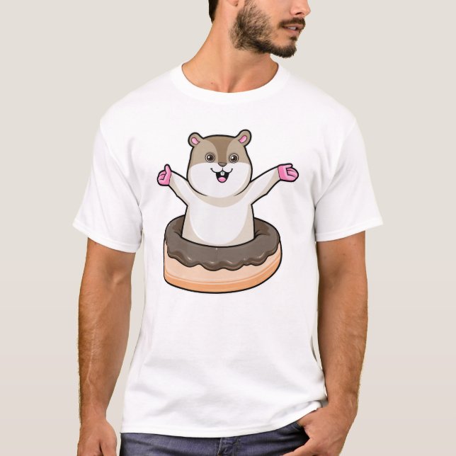 Camiseta Hamster com Rosquinha de Chocolate (Frente)