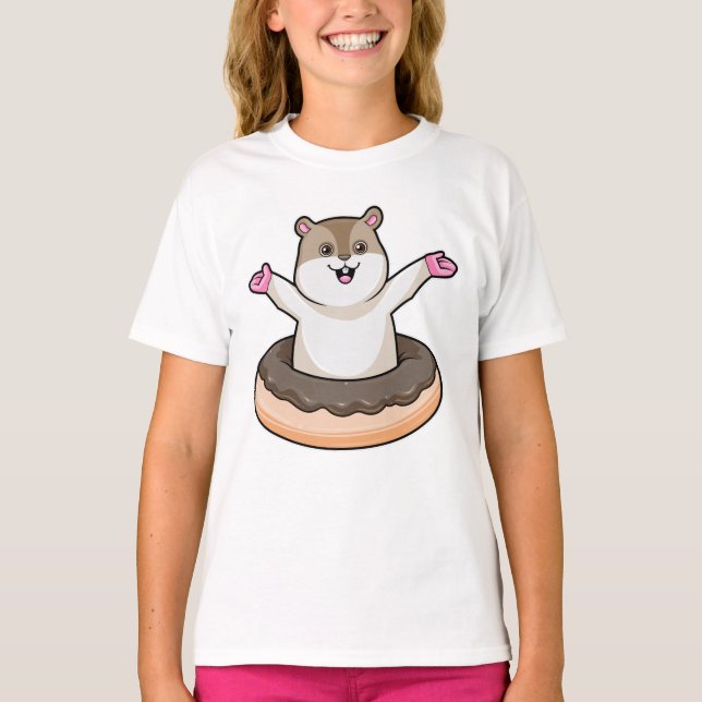 Camiseta Hamster com Rosquinha de Chocolate (Frente)