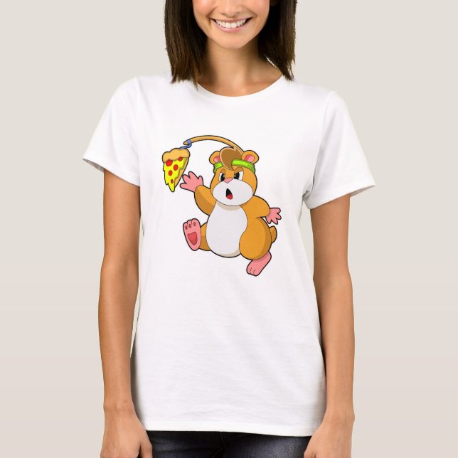 Camiseta Hamster comendo com pizza (Frente)