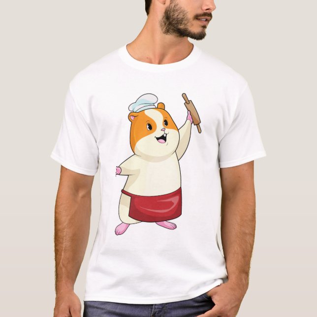 Camiseta Hamster como Baker com Rolling pin (Frente)