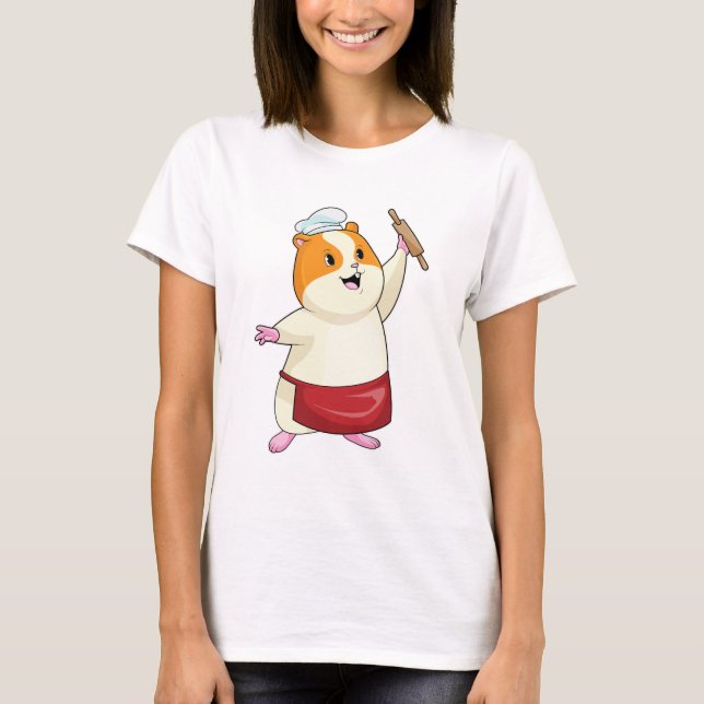Camiseta Hamster como Baker com Rolling pin (Frente)