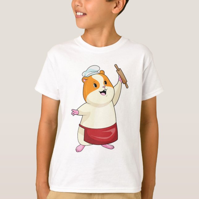 Camiseta Hamster como Baker com Rolling pin (Frente)