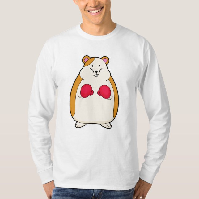 Camiseta Hamster como Boxer com luvas Boxing (Frente)