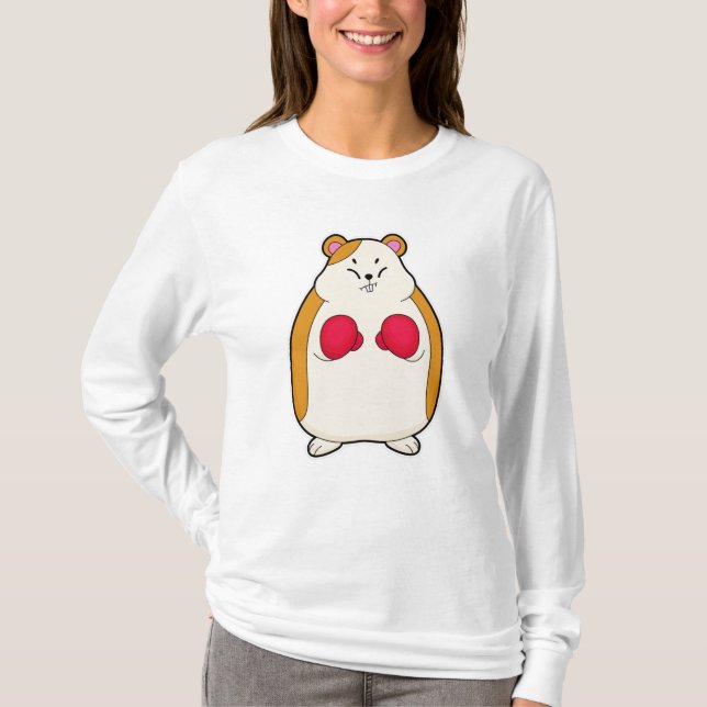 Camiseta Hamster como Boxer com luvas Boxing (Frente)