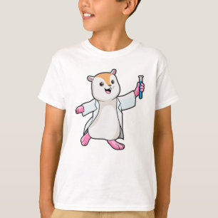 Camiseta Hamster como Cientista com tubo de ensaio