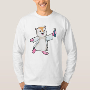 Camiseta Hamster como Cientista com tubo de ensaio