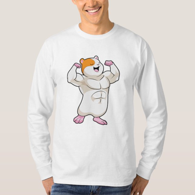 Camiseta Hamster como Criador de Portos com Grandes Músculo (Frente)