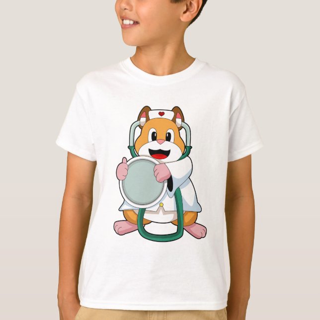 Camiseta Hamster como Doutor com Stethoscope.PNG (Frente)