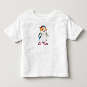 Camiseta Hamster como Estudante com Backpack e Boné