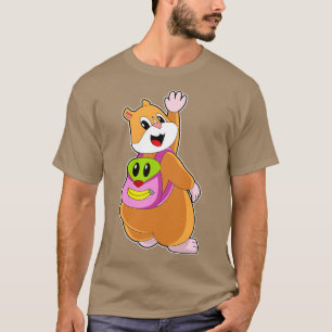 Camiseta Hamster Como Estudante Com Mochila