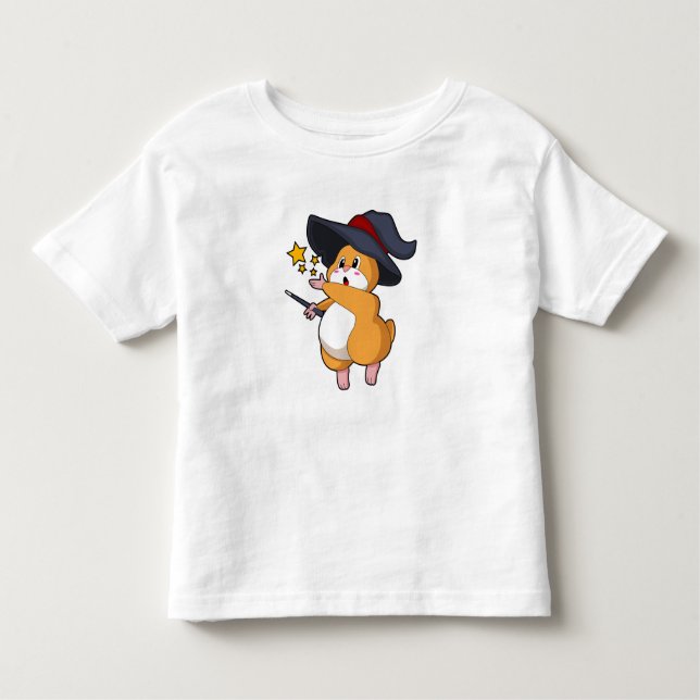 Camiseta Hamster como Feiticeiro com varinha mágica (Frente)
