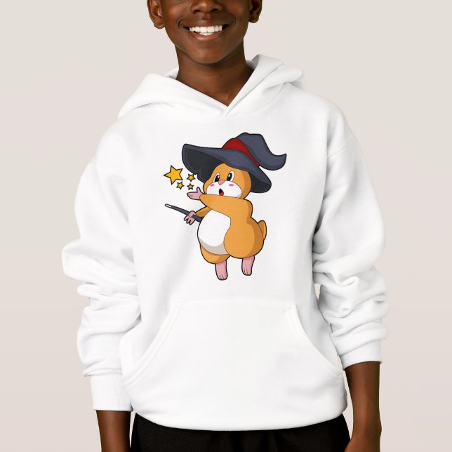 Camiseta Hamster como Feiticeiro com varinha mágica (Frente)