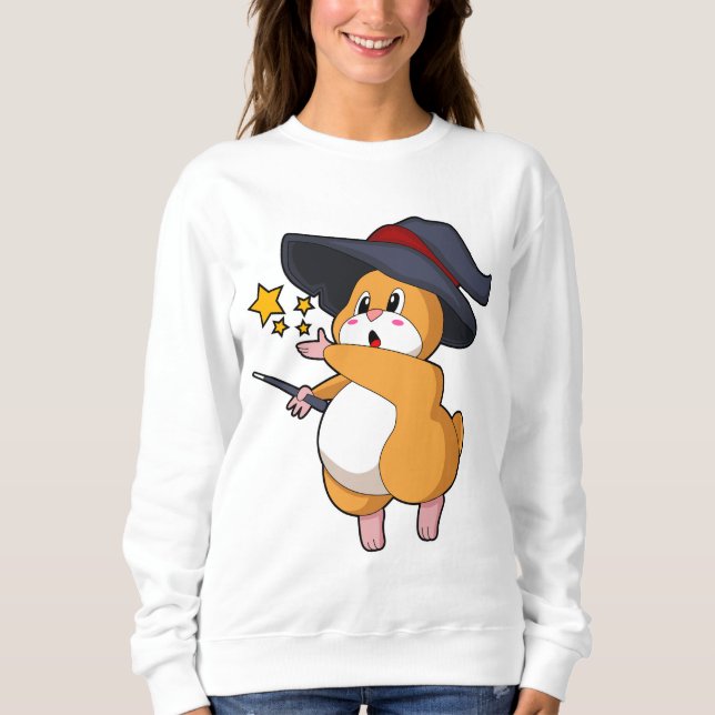 Camiseta Hamster como Feiticeiro com varinha mágica (Frente)