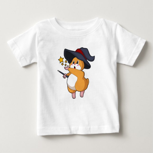 Camiseta Hamster como Feiticeiro com varinha mágica (Frente)