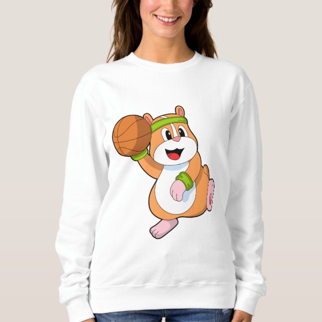 Camiseta Hamster como jogador de basquete com basquete (Frente)