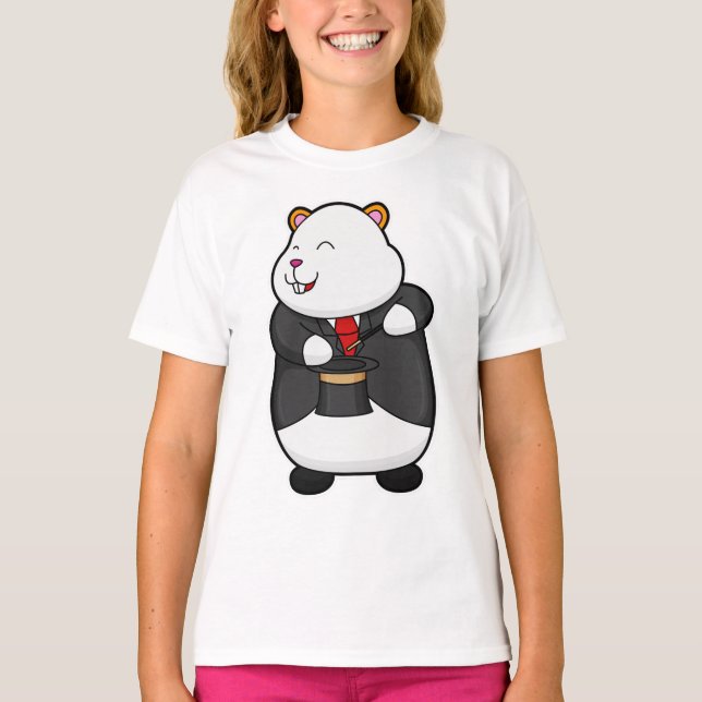 Camiseta Hamster como mágico com varinha mágica e chapéu (Frente)