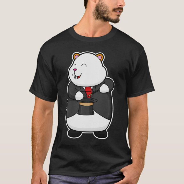 Camiseta Hamster como mágico com varinha mágica e chapéu (Frente)
