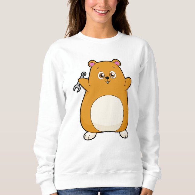 Camiseta Hamster como mecânico com chave inglesa (Frente)