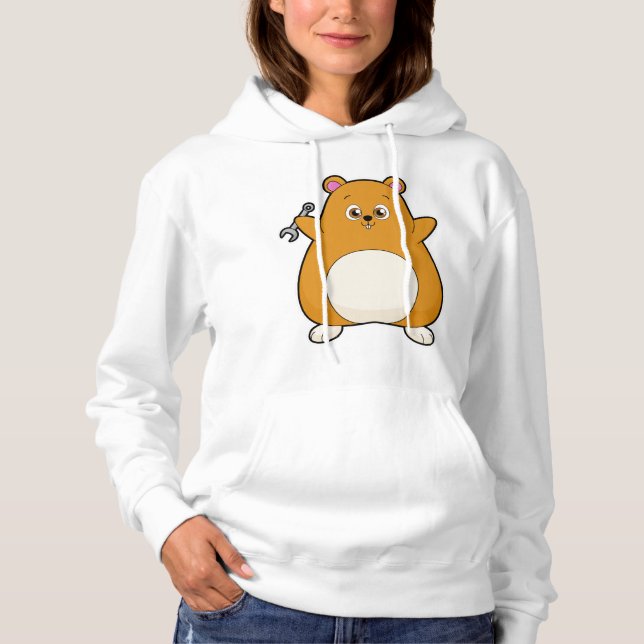 Camiseta Hamster como mecânico com chave inglesa (Frente)