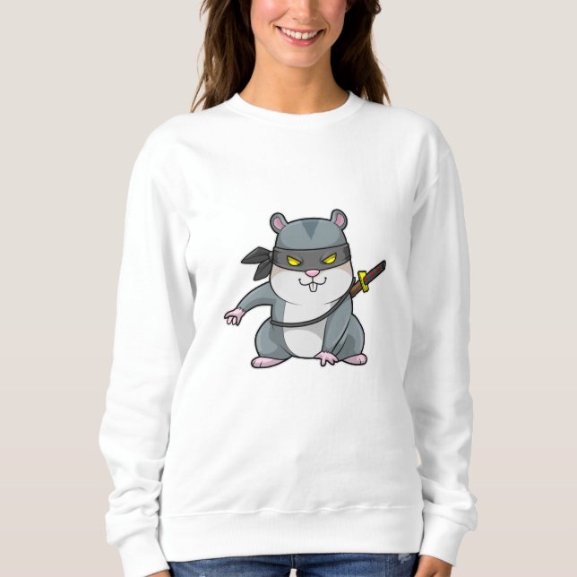 Camiseta Hamster como Ninja nas artes marciais com espada (Frente)