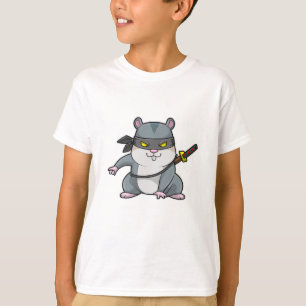 Camiseta Hamster como Ninja nas artes marciais com espada