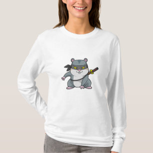 Camiseta Hamster como Ninja nas artes marciais com espada