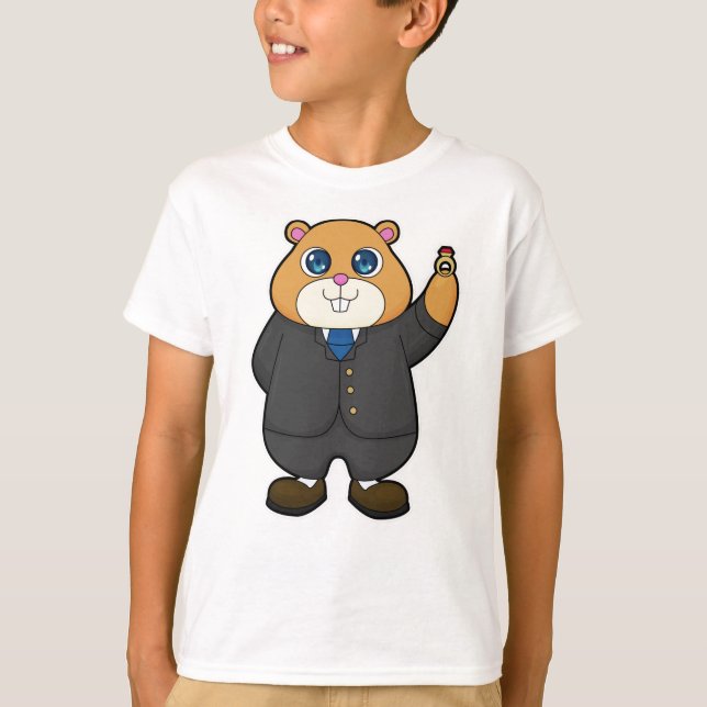 Camiseta Hamster como noivo com aliança de casamento (Frente)