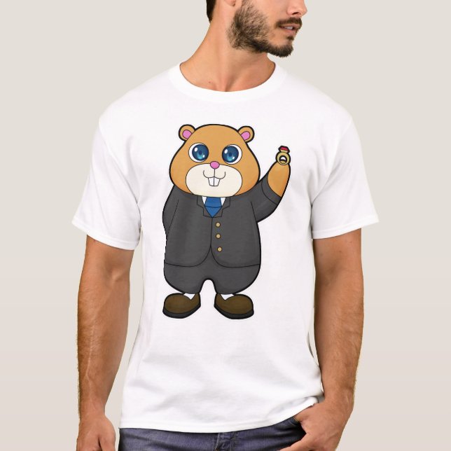 Camiseta Hamster como noivo com aliança de casamento (Frente)