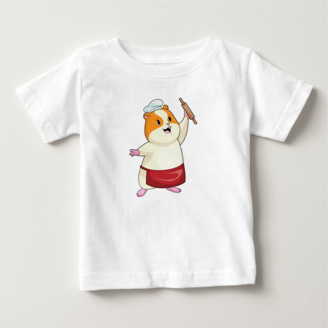 Camiseta Hamster como padeiro com rolo de massa (Frente)